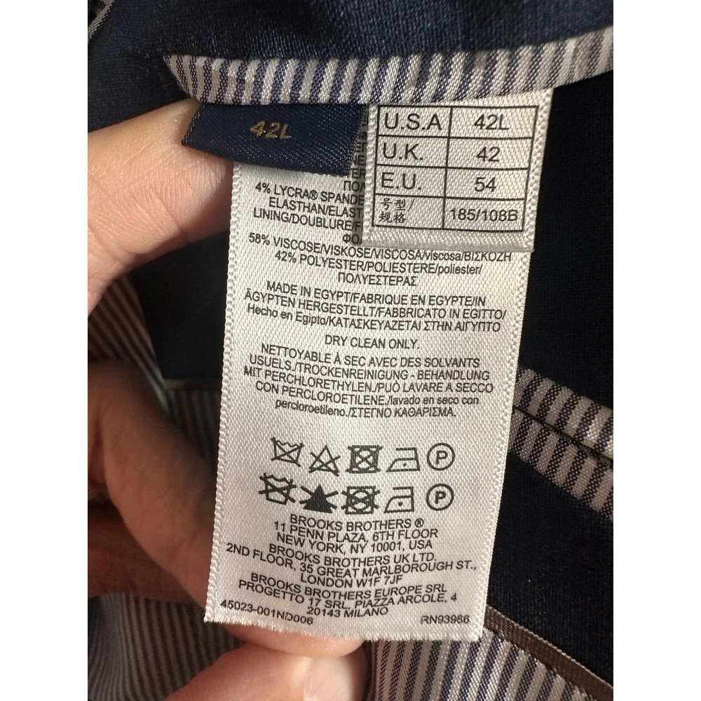 Brooks Brothers Explorer Regent Fit Blazer Mens 42L Blue Wool Stretch Sport Coat